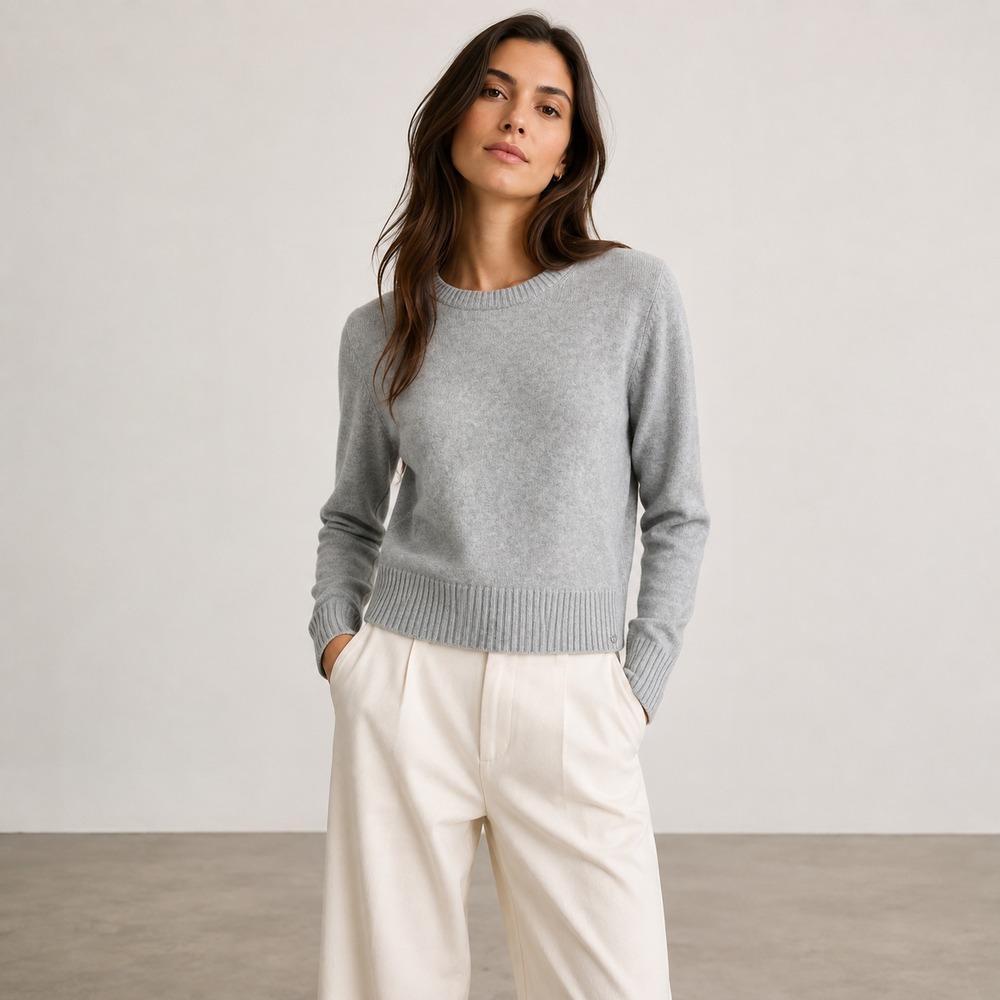 Sunday Best Brendah Cashmere Organic Cotton Cropped Sweater Sz L Quiet Luxury
